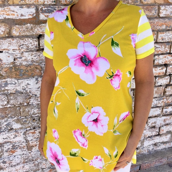 Madeleine Floral & Stripe Top - Picture 2 of 5